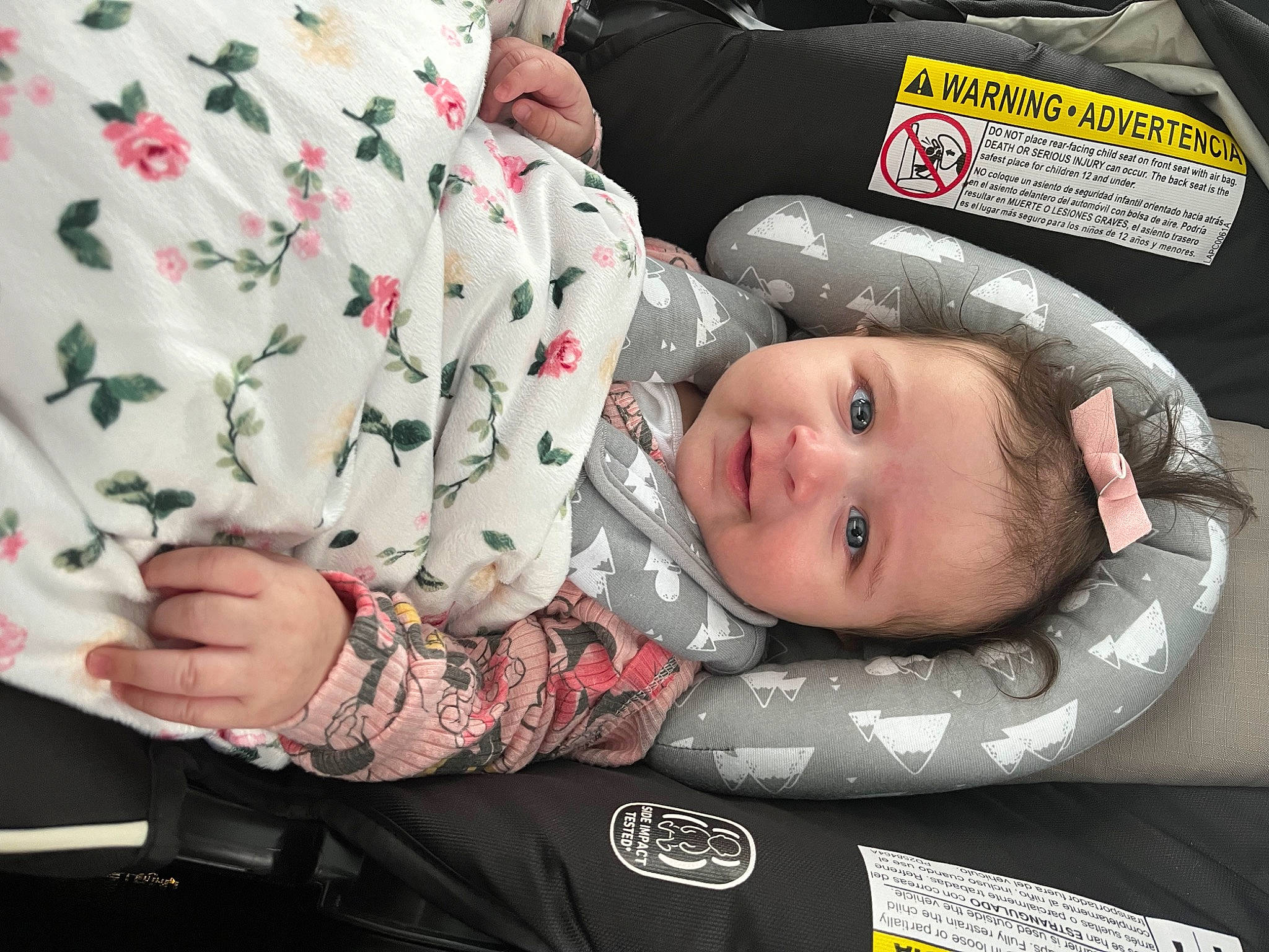 Sofia is registered to the contest to win money with this photo: baby, baby_carriage, baby_products, baby_toddler_clothing, child, collar, comfort, dress_shirt, facial_expression, gesture, happy, linens, pattern, people, person, product, sitting, sleeve, smile, textile