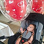 Ydris participe au concours pour gagner de l'argent avec cette photo : baby, balloon, blanket, car_seat, casual_clothing, child, curious, cute, heart_pattern, holding, indoor, infant, person, red_balloon, seated, string, stroller, table, tile_floor, young_child