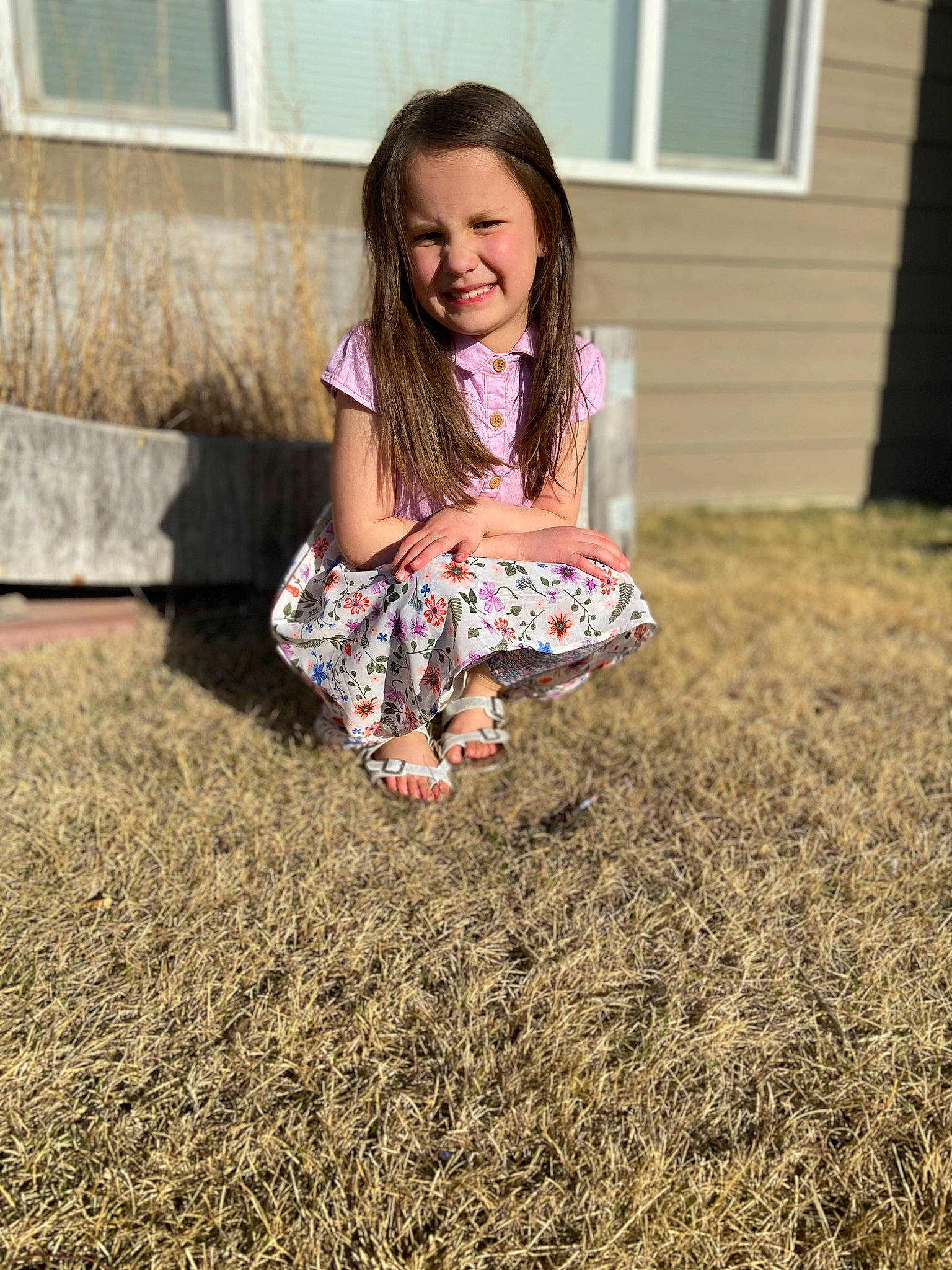 Kenzie joined the competition — help win amazing prizes! beauty, blond, dress, fawn, flooring, grass, happy, human_leg, joy, lawn, leaf, leisure, pattern, people_in_nature, person, plant, smile, summer, sunlight, toddler