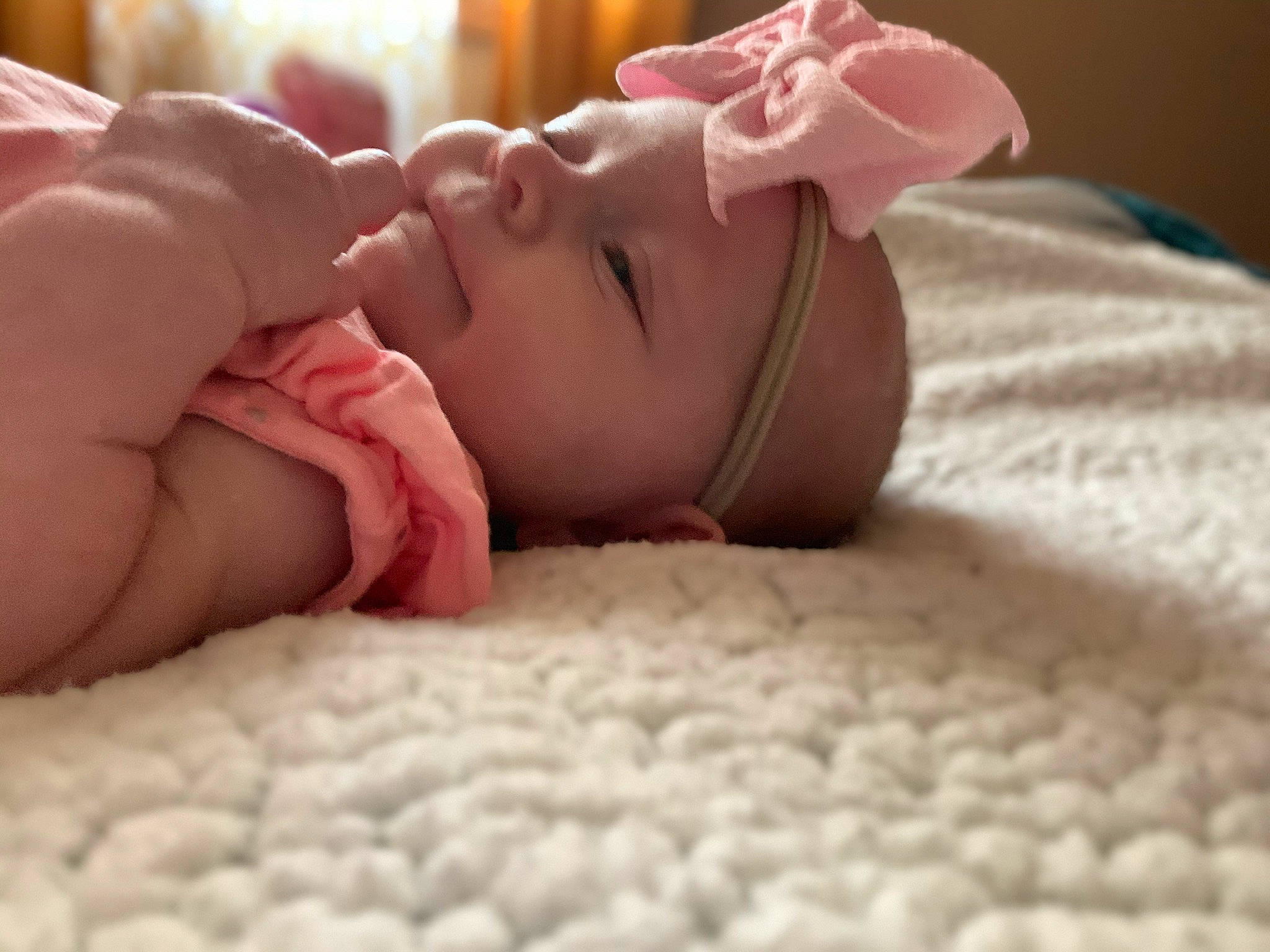 Indigo joined the competition — help win amazing prizes! baby, baby_sleeping, bedtime, birth, blanket, cheek, child, close_up, comfort, finger, flesh, hand, headwear, leg, mouth, nap, person, pink, skin, sleep