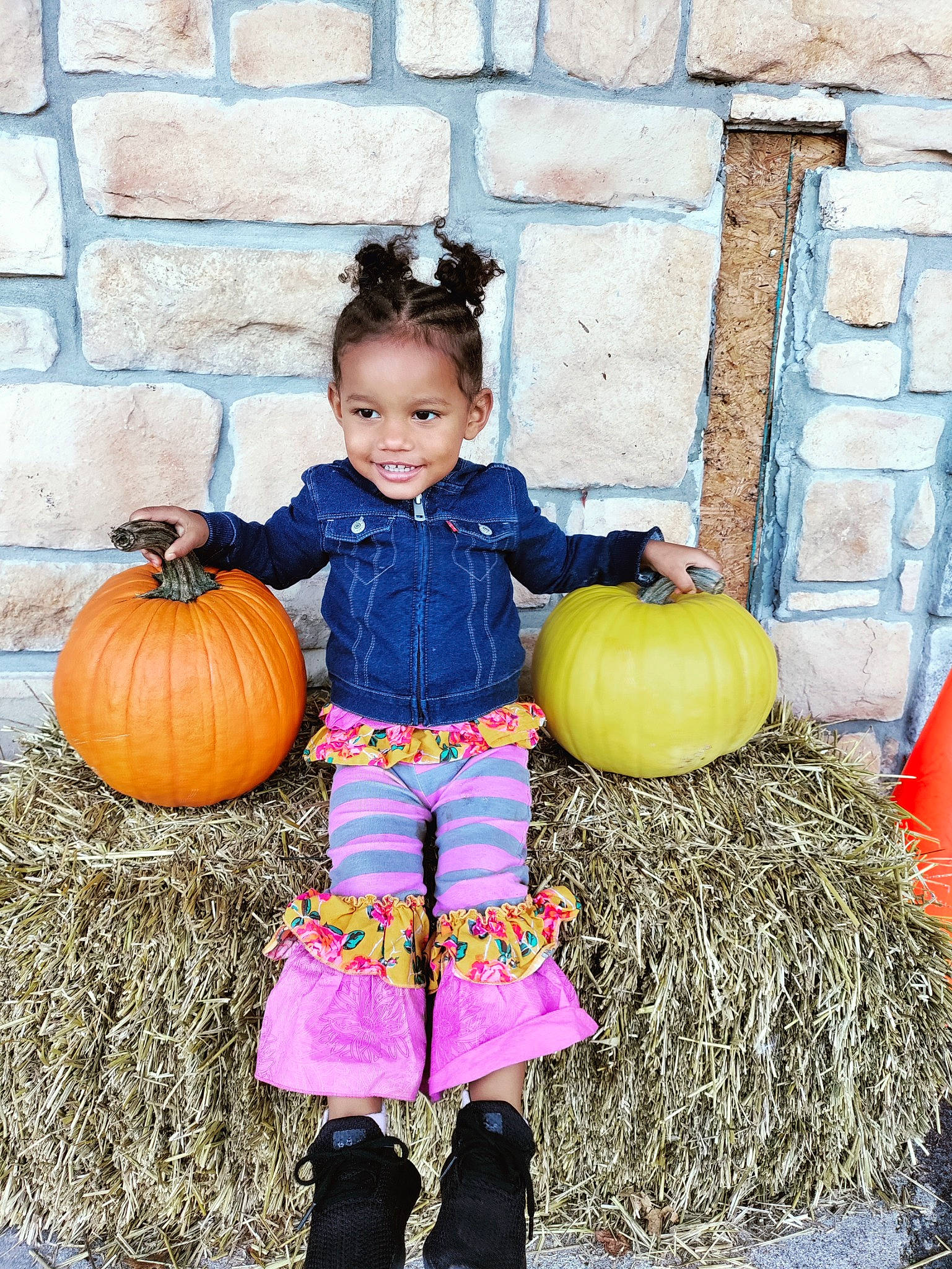 Zola Mae is registered to the contest to win money with this photo: baby_toddler_clothing, calabaza, cucurbita, door, eye, gourd, happy, head, human_body, joy, orange, person, photograph, plant, pumpkin, purple, smile, squash, toddler, vegetable