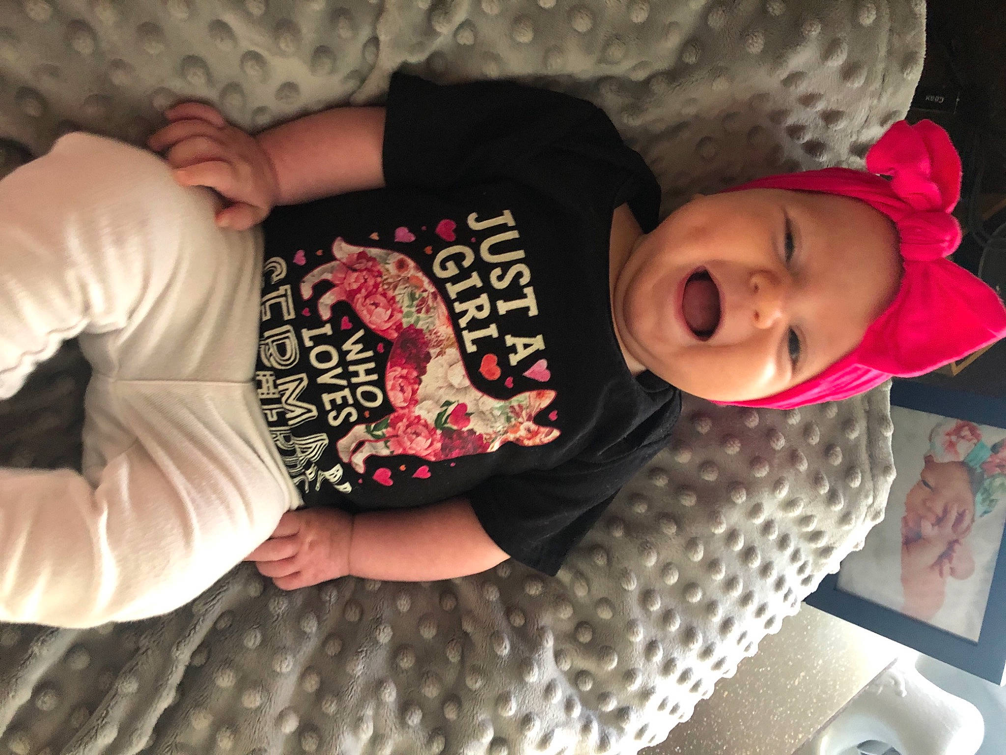 Elyse is registered to the contest to win money with this photo: baby, baby_toddler_clothing, cheek, child, comfort, cool, elbow, finger, fun, hand, happy, headgear, headwear, mouth, nose, person, skin, sleeve, t_shirt, textile