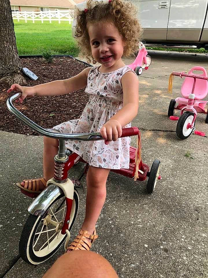 Scarlett joined the competition — help win amazing prizes! automotive_tire, automotive_wheel_system, bicycle, bicycle_frame, bicycle_handlebar, bicycle_tire, bicycle_wheel, dress, fun, grass, joy, person, pink, product, recreation, smile, snapshot, summer, tire, toddler