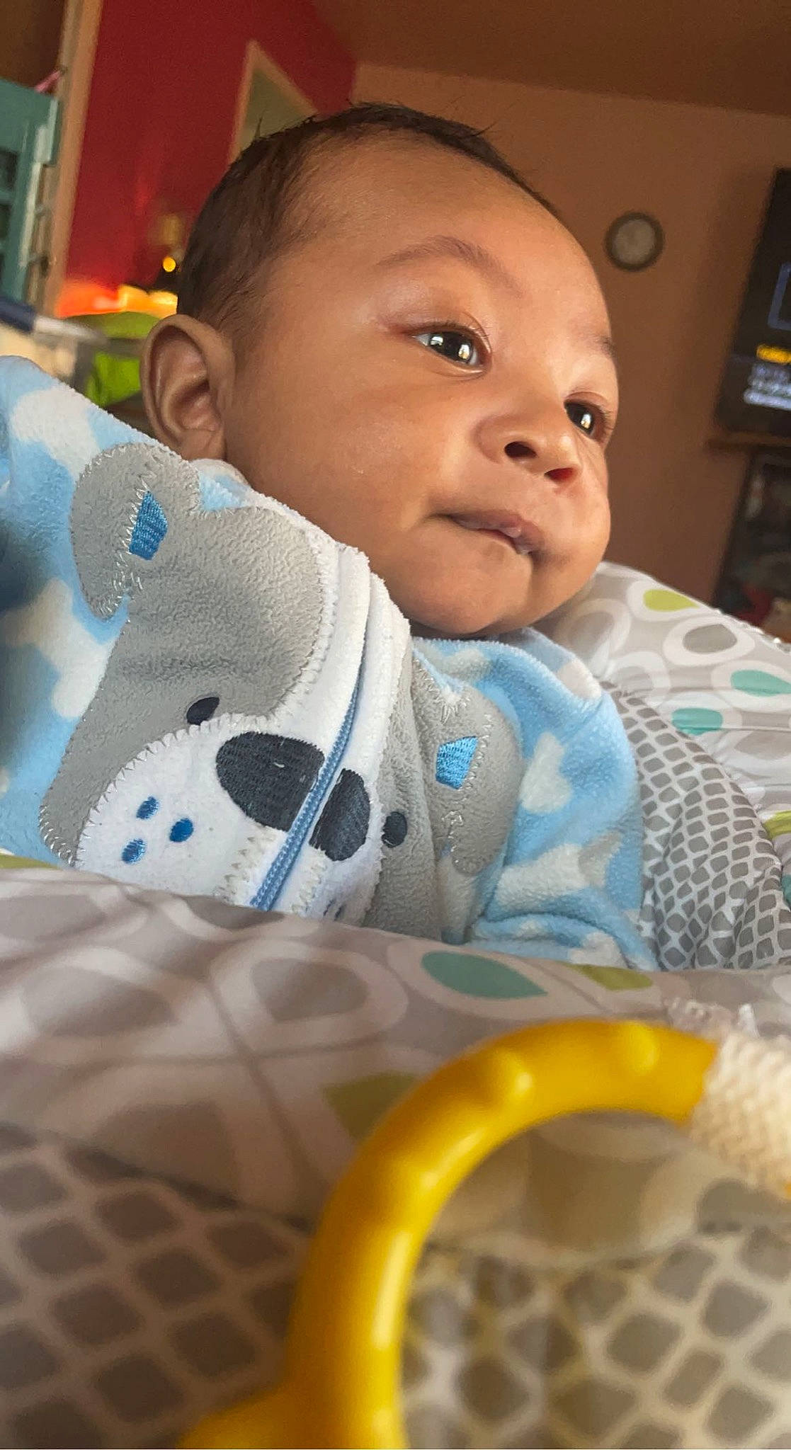 Cecil joined the competition — help win amazing prizes! baby, baby_products, baby_safety, baby_toddler_clothing, cheek, child, comfort, facial_expression, fun, happy, linens, nose, person, picture_frame, room, sitting, skin, sleeve, smile, textile