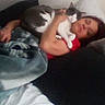 animal, bed, blanket, casual, cat, comfort, cozy, cuddle, home, human, indoor, nap, person, pet, pillow, quiet, relaxation, resting, sleeping, soft