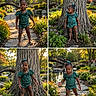 Siya is registered to the contest to win money with this photo: child, toddler, portrait, collage, garden, outdoor, flowers, tree, park, pond, stone_path, bridge, nature, greenery, walking, standing, sitting, green_clothing, braided_hair, sunlight