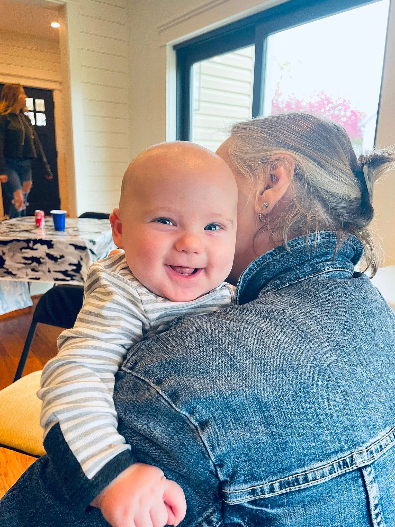 Caden joined the competition — help win amazing prizes! baby, chair, child, comfort, couch, denim, electric_blue, event, fun, fur, happy, hug, joy, laugh, leisure, pattern, person, room, sitting, smile