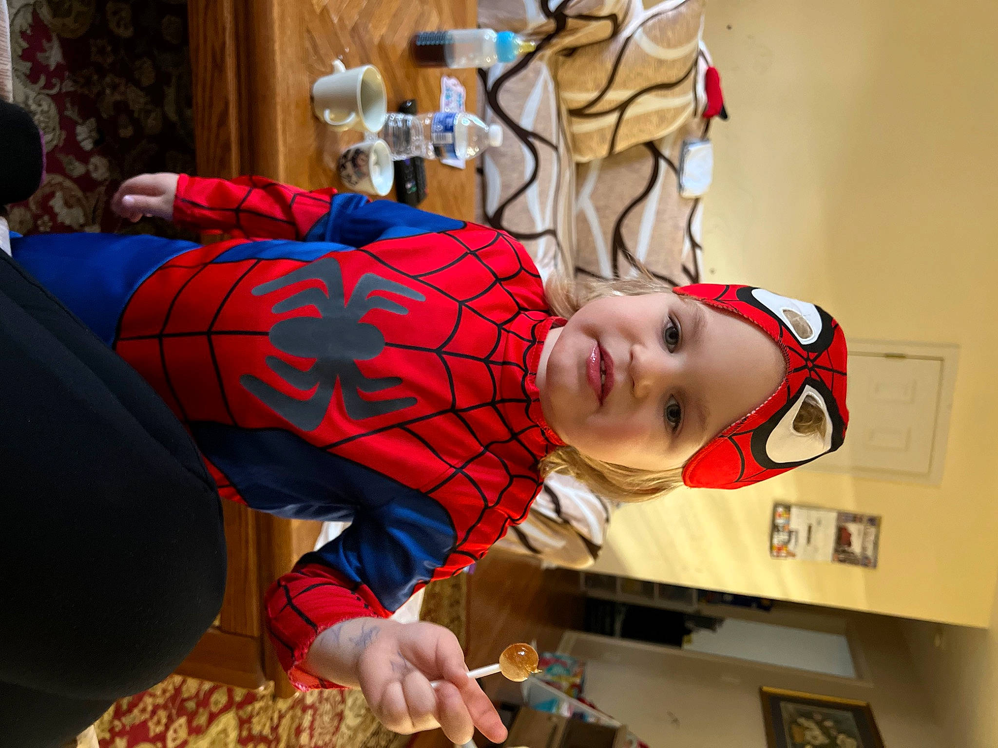 Emin joined the competition — help win amazing prizes! animation, art, carmine, child, costume, fashion_design, fiction, fictional_character, fun, headwear, human_leg, knee, lap, pattern, person, plaid, room, smile, spider_man, thigh