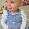 Oakley joined the competition — help win amazing prizes! baby, blond_hair, blue_eyes, carpet, child, cute, hands, happy, indoor, onesie, overalls, playroom, playtime, portrait, sitting, smile, stethoscope, toddler, toy, toy_phone