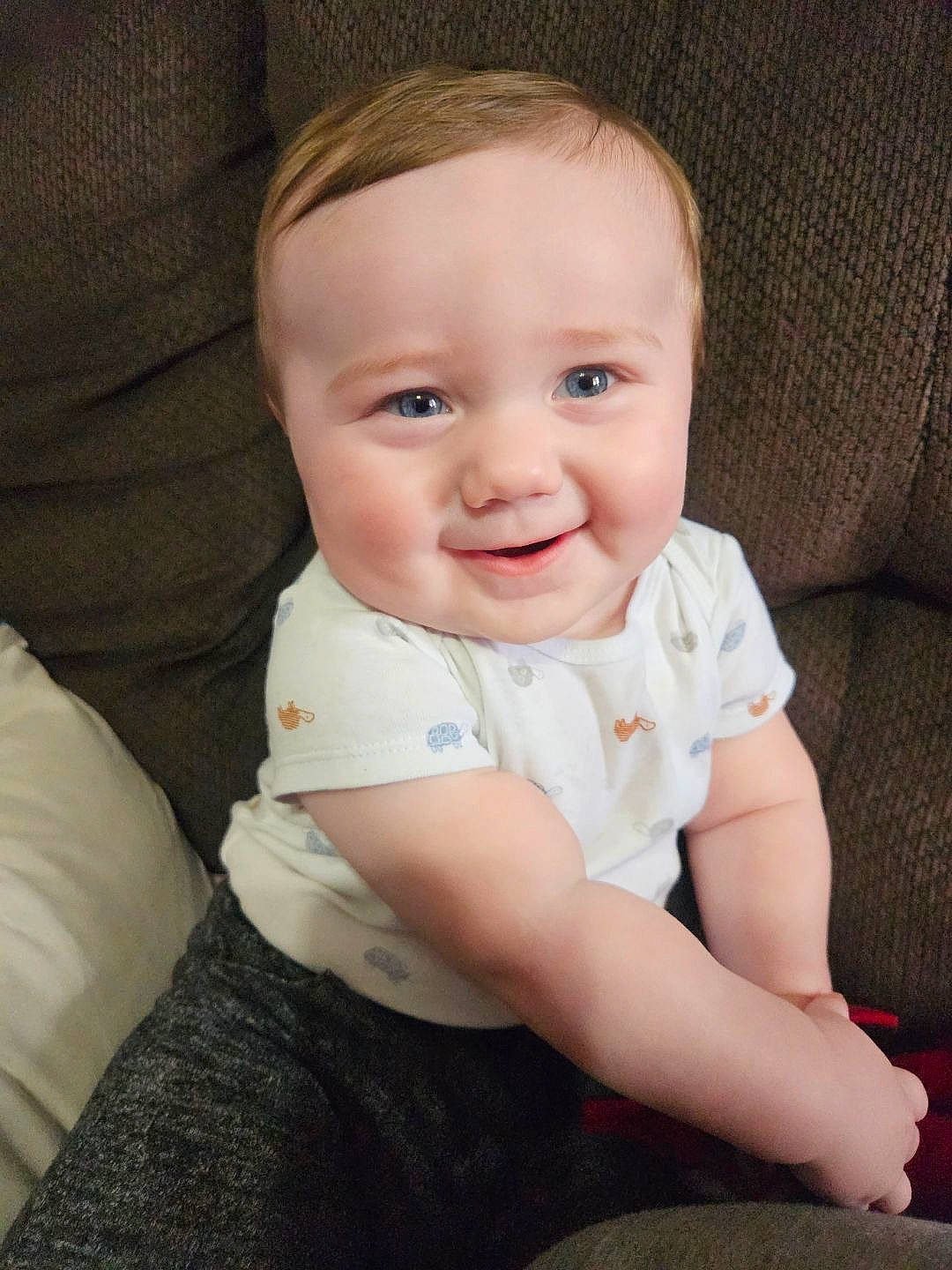 Creed joined the competition — help win amazing prizes! baby, baby_toddler_clothing, cheek, child, collar, comfort, flash_photography, happy, iris, joy, pattern, person, portrait_photography, sitting, sleeve, smile, t_shirt, toddler