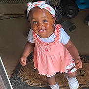 Aulanii joined the competition — help win amazing prizes! toddler, child, smiling, indoor, headband, dress, shoes, doorway, happy, cute, person, footwear, girl, standing, portrait, young_child, fashion, apparel, accessory, home