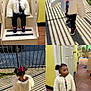 Nature is registered to the contest to win money with this photo: toddler, child, fur_jacket, pink_bows, curly_hair, sneakers, indoor, outdoor, sidewalk, fence_shadows, wooden_floor, yellow_wall, curious_expression, walking, sitting, playful, daylight, portrait, casual_clothing, young_child
