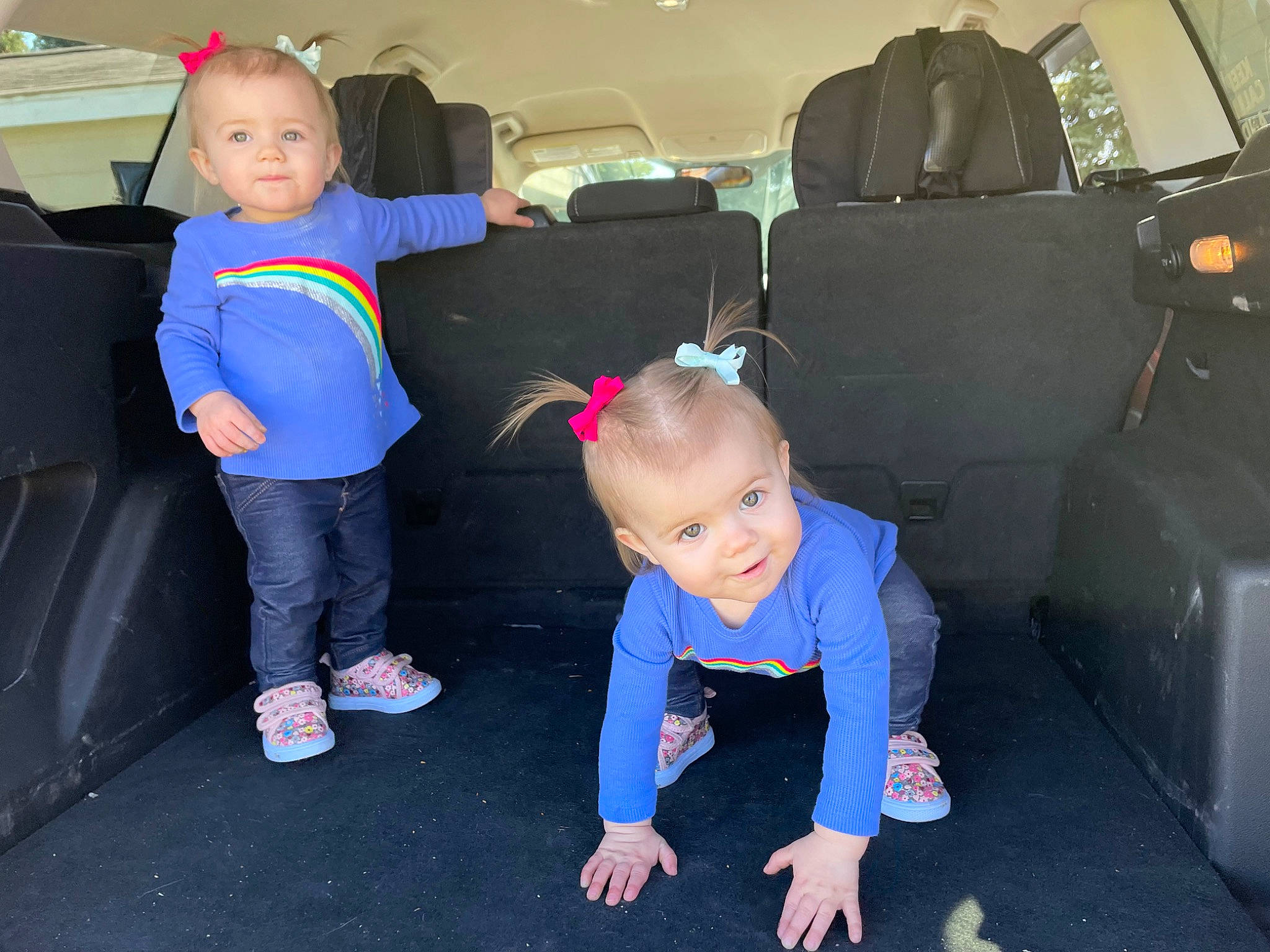 Avery joined the competition — help win amazing prizes! air_travel, automotive_design, automotive_exterior, baby_toddler_clothing, blue, car_seat, child, electric_blue, family_car, fun, head_restraint, leisure, luxury_vehicle, motor_vehicle, person, standing, t_shirt, toddler, trunk, vehicle