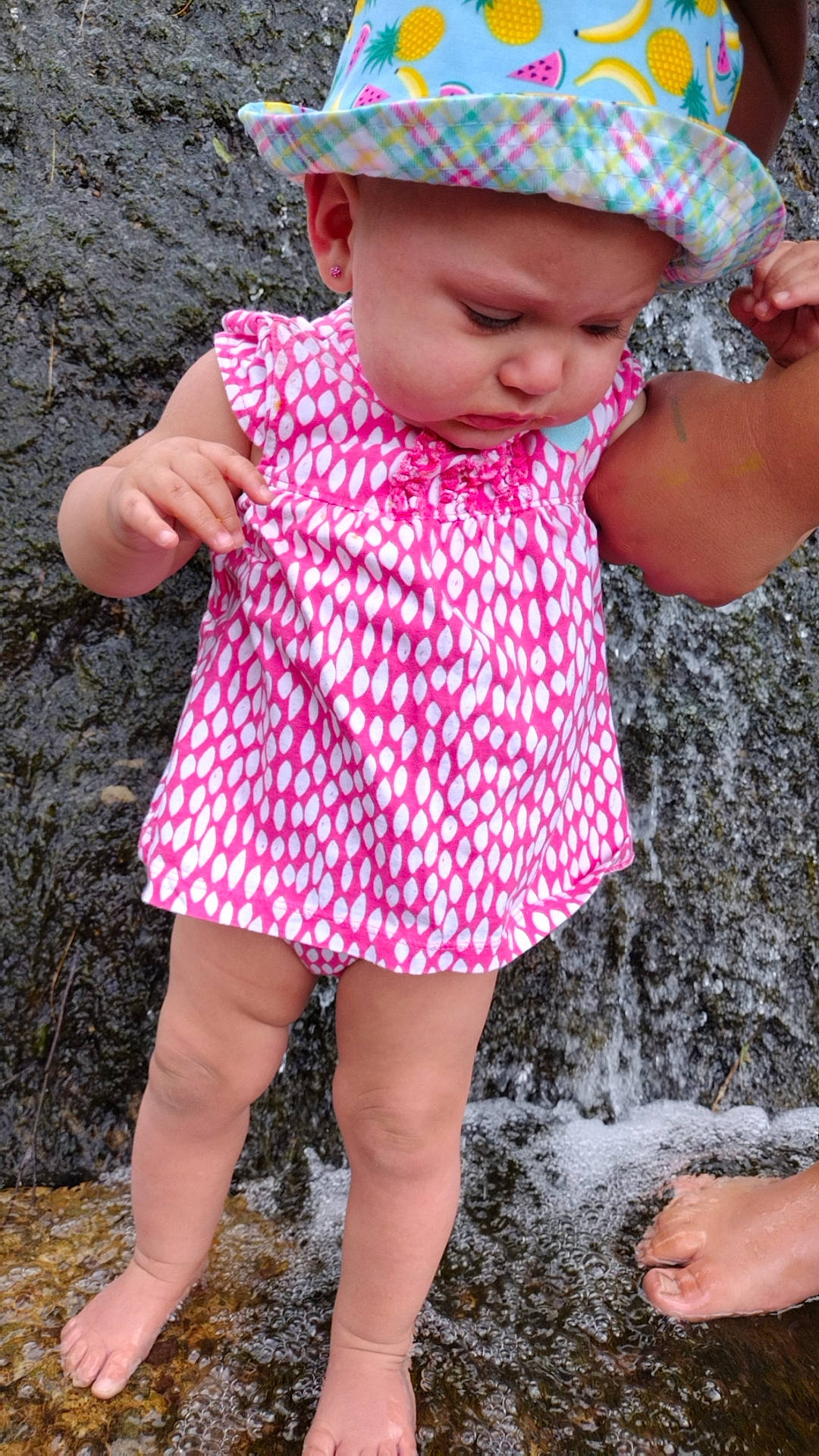 Azaria joined the competition — help win amazing prizes! baby_toddler_clothing, blue, cap, dress, eye, finger, grass, green, head, headgear, headwear, human_body, lip, outerwear, person, photograph, pink, red, skin, sleeve