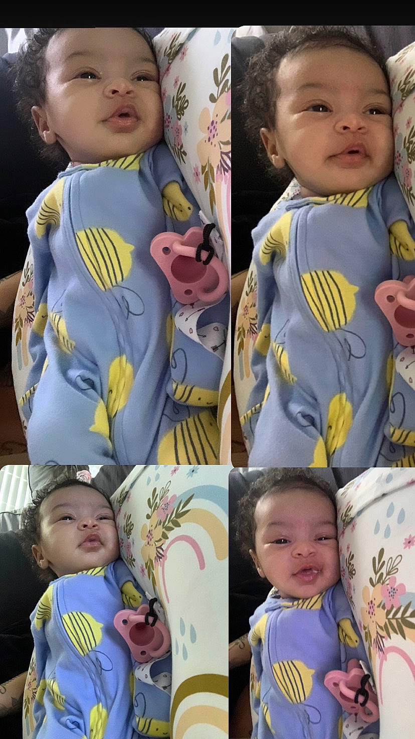 Denver joined the competition — help win amazing prizes! baby, baby_toddler_clothing, cheek, child, eyelash, face, facial_expression, gesture, happy, head, human, nose, people, person, photograph, product, skin, sleeve, t_shirt, toddler