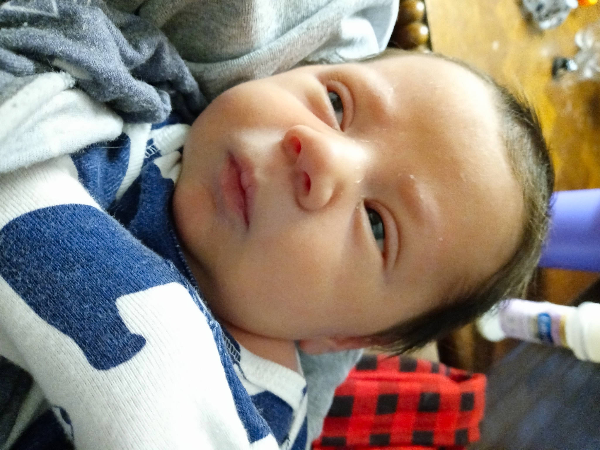 Brantley is registered to the contest to win money with this photo: baby, baby_toddler_clothing, cheek, child, comfort, electric_blue, eyelash, fun, grass, happy, lip, nose, pattern, person, plaid, portrait_photography, skin, tartan, toddler, toy