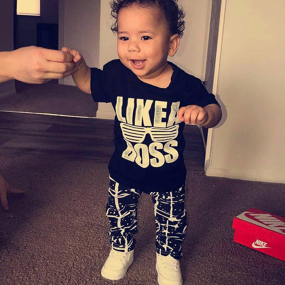 Dellavonte joined the competition — help win amazing prizes! arm, child, clothing, cool, jeans, muscle, outerwear, pajamas, person, shoe, shoulder, sleeve, sportswear, standing, t_shirt, toddler, top, trousers