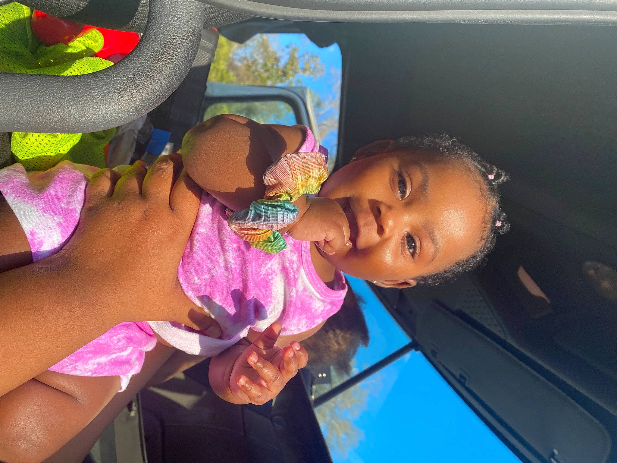 Keilani joined the competition — help win amazing prizes! arm, automotive_exterior, child, event, eyewear, finger, fun, hand, happy, hat, human_body, leisure, magenta, mouth, person, pink, sunglasses, textile, thigh, toddler