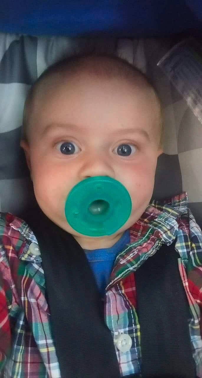 Cyrus joined the competition — help win amazing prizes! baby, baby_products, baby_toddler_clothing, cheek, child, curious, drinkware, eyelash, fun, happy, iris, lip, mouth, nose, pattern, person, plaid, skin, tartan, toddler