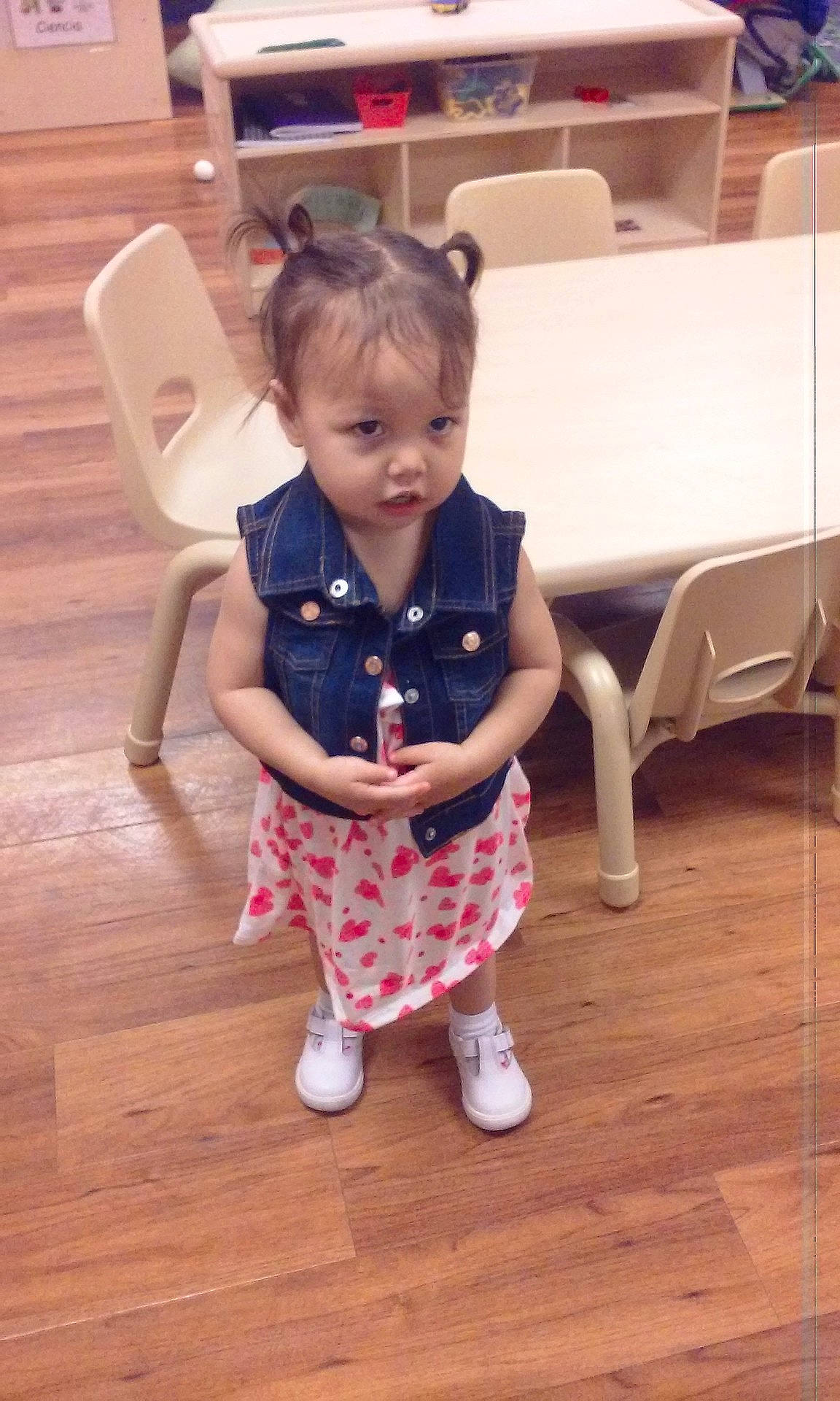 Sofia is registered to the contest to win money with this photo: arm, child, day, floor, flooring, fun, girl, infant, leg, person, play, product, room, sitting, skin, standing, toddler