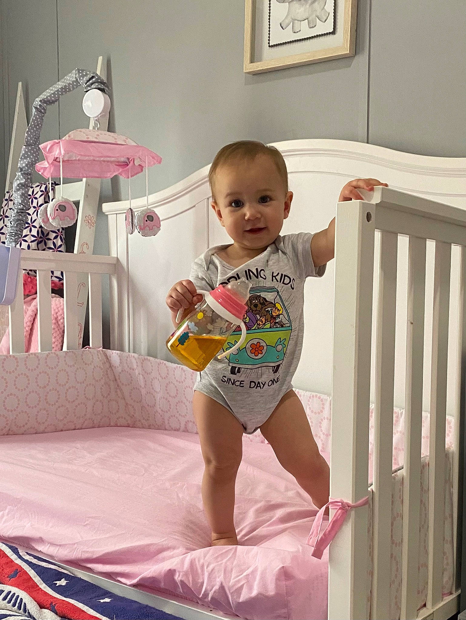 Elizabeth joined the competition — help win amazing prizes! baby, baby_products, baby_safety, baby_toddler_clothing, barefoot, child, comfort, cradle, fun, human_leg, pattern, person, picture_frame, pink, play, product, room, sleeve, t_shirt, toddler