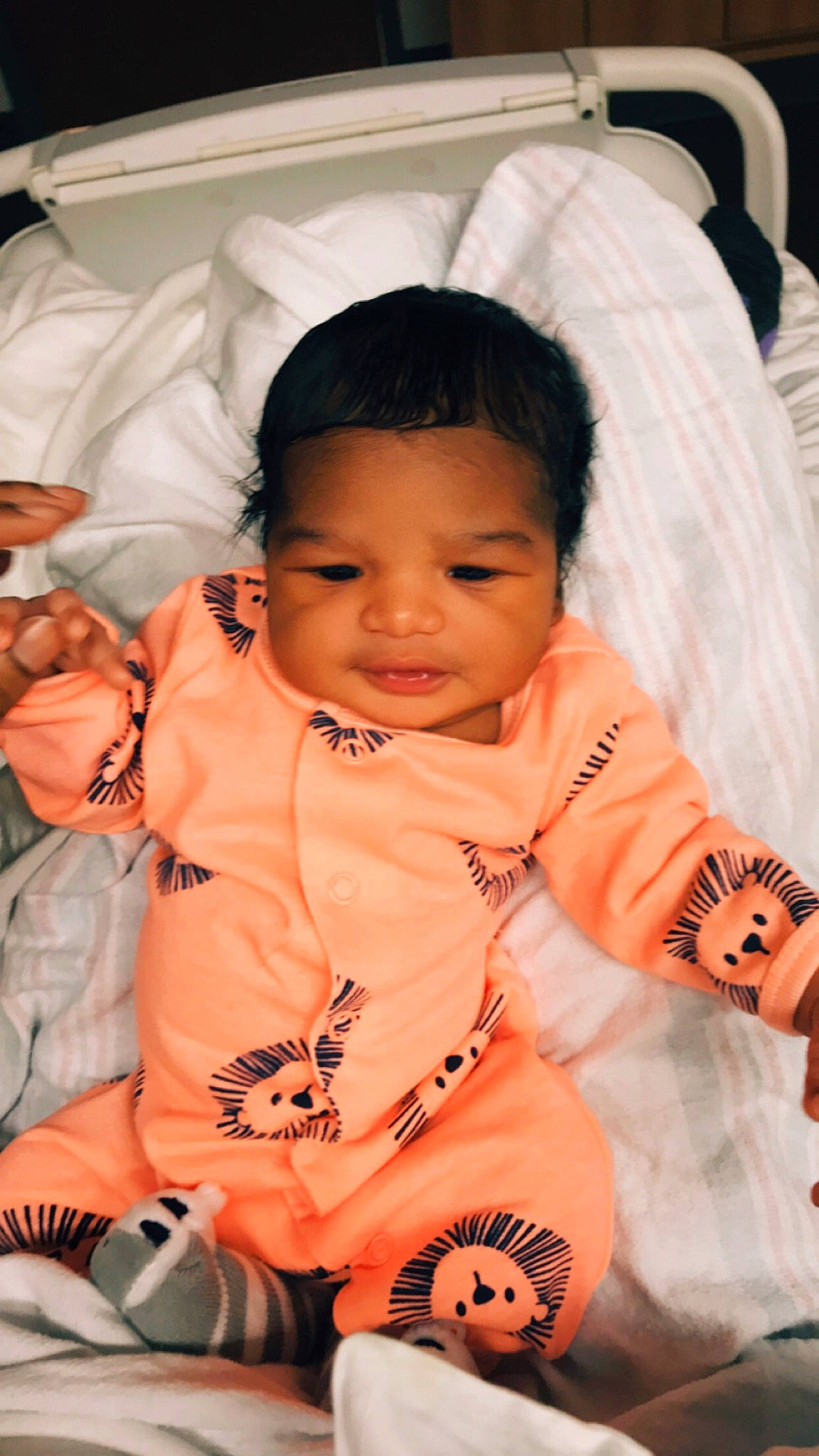 Ayvin joined the competition — help win amazing prizes! baby, baby_products, baby_toddler_clothing, bed, bed_sheet, bedding, cheek, child, comfort, hand, linens, overall, peach, person, toddler