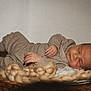 newborn, baby, sleeping, basket, blanket, cozy, knitwear, infant, cute, peaceful, child, portrait, soft, warm, resting, indoors, closeup, toddler, baby_clothes, sleep