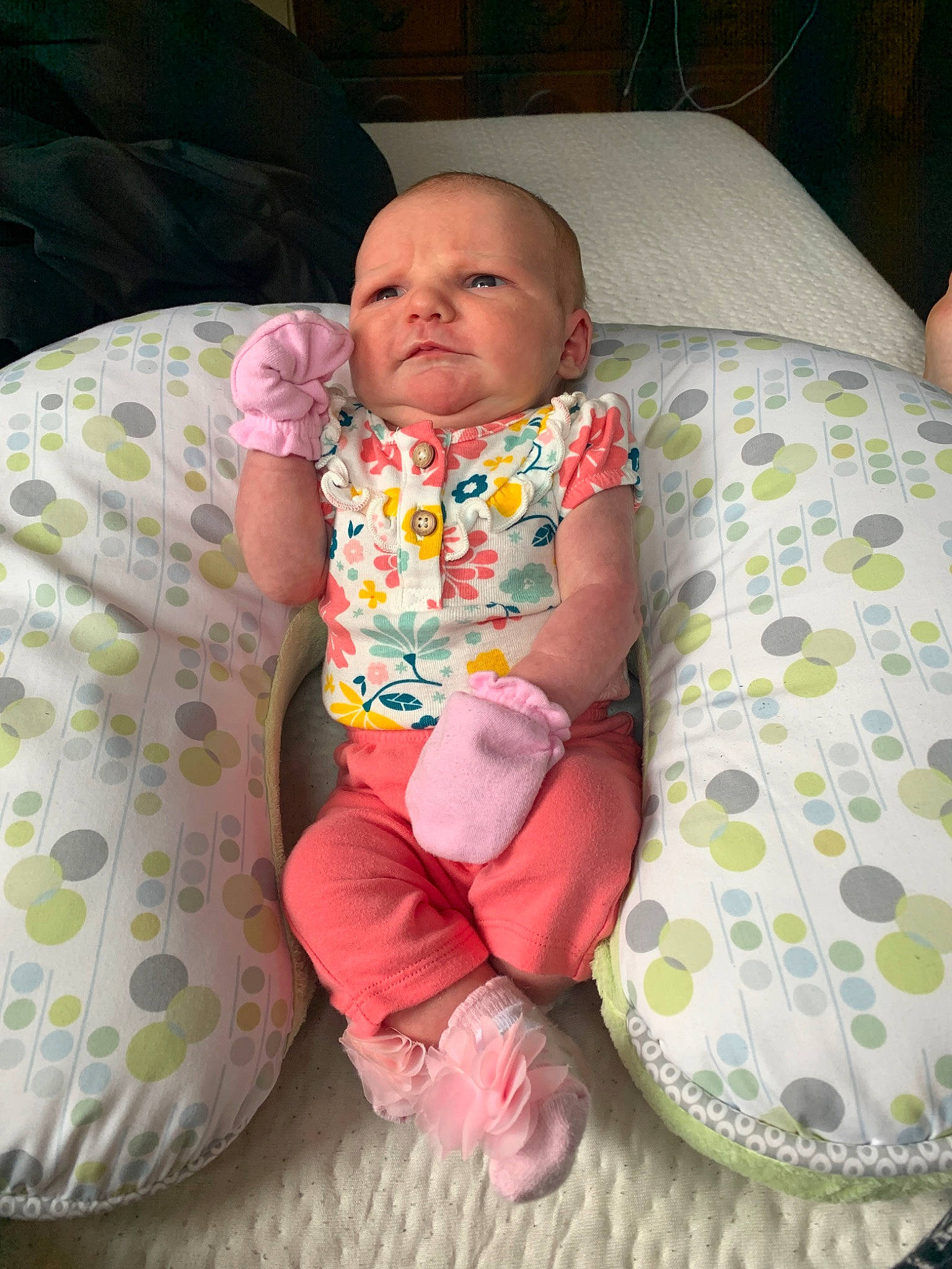 Deltah is registered to the contest to win money with this photo: baby, bedding, blanket, child, linens, nap_mat, person, product, sitting, textile, toddler