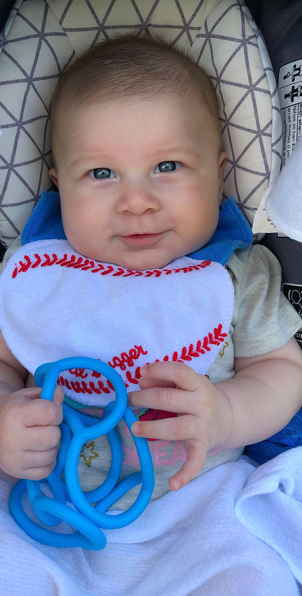 Matías joined the competition — help win amazing prizes! baby, baby_toddler_clothing, blue, cheek, child, head, lip, neck, person, play, skin, smile, toddler