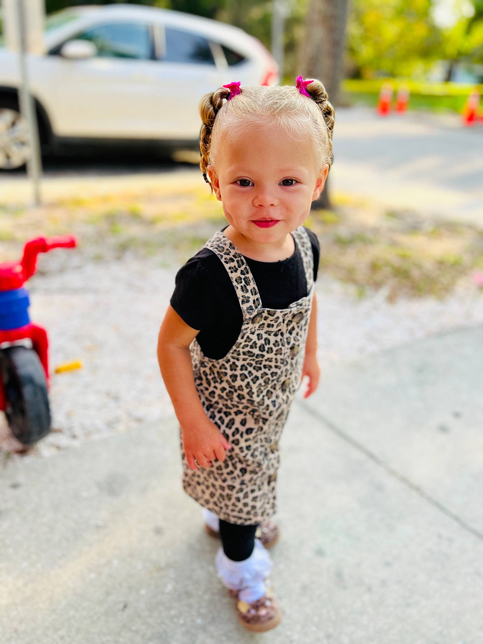 Kami joined the competition — help win amazing prizes! asphalt, baby_toddler_clothing, car, day_dress, face, fun, hair, happy, head, pattern, person, plant, recreation, sleeve, smile, t_shirt, tire, toddler, tree, waist