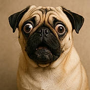 Lola is registered to the contest to win money with this photo: pug, dog, pet, close_up, portrait, animal, brown_eyes, beige_background, cute, funny_expression, short_fur, wrinkled_face, black_nose, whiskers, ears, mouth, indoor, mammal, companion_animal, canine