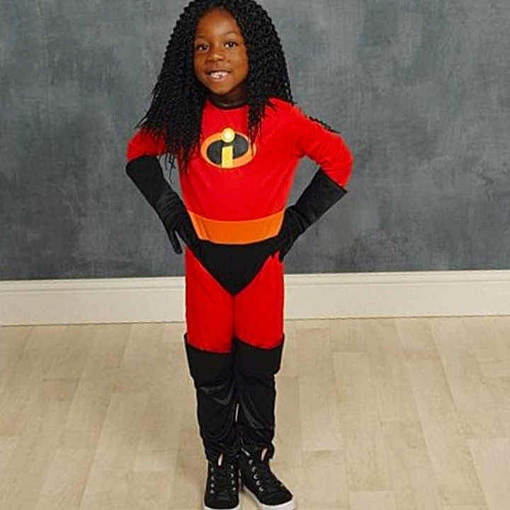 Adina joined the competition — help win amazing prizes! child, costume, fictional_character, joy, person, suit_actor