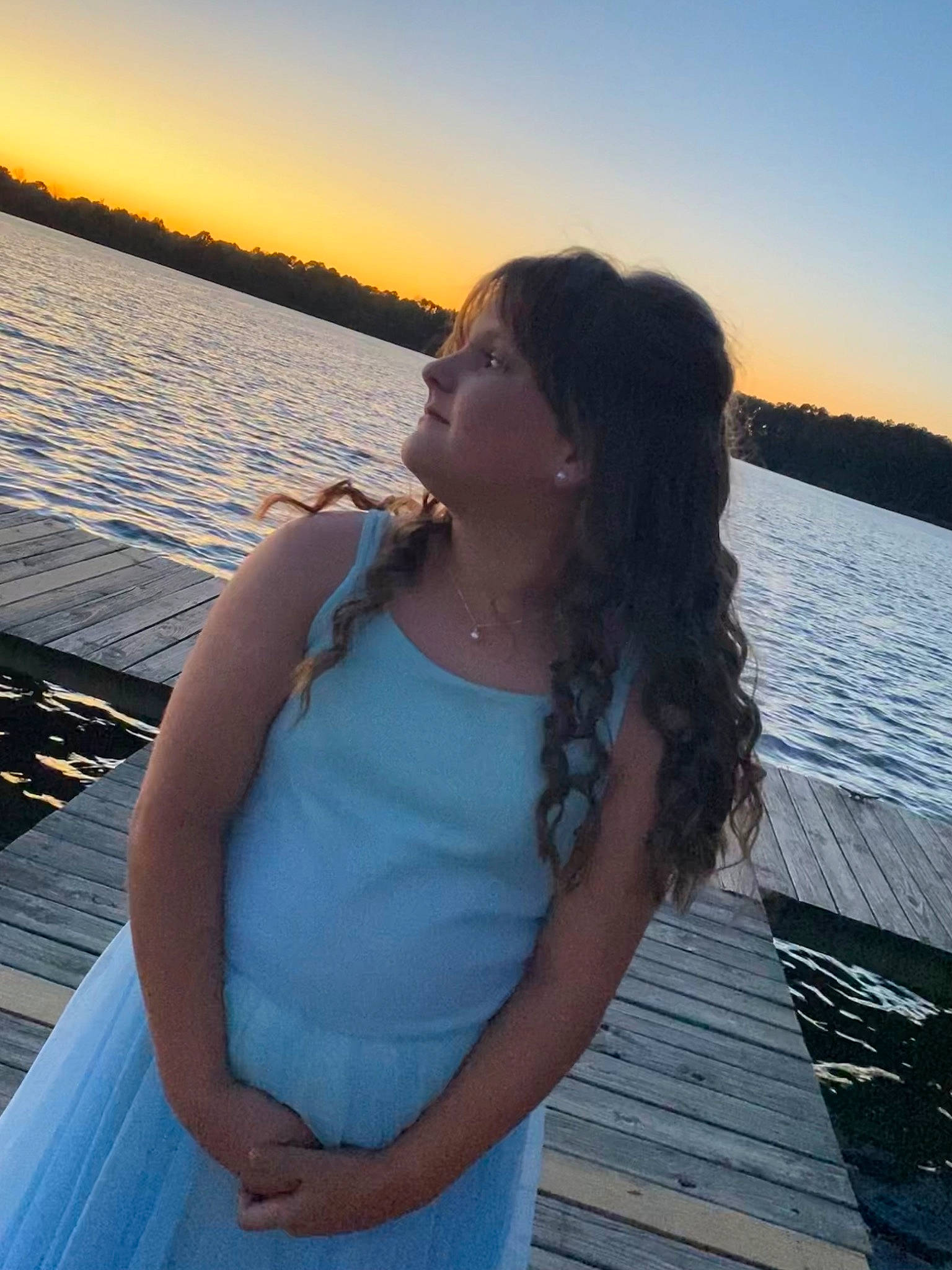 Morgan joined the competition — help win amazing prizes! beauty, dusk, electric_blue, flash_photography, fun, hairstyle, happy, horizon, lake, leisure, long_hair, ocean, people_in_nature, person, sky, standing, summer, sunlight, travel, water