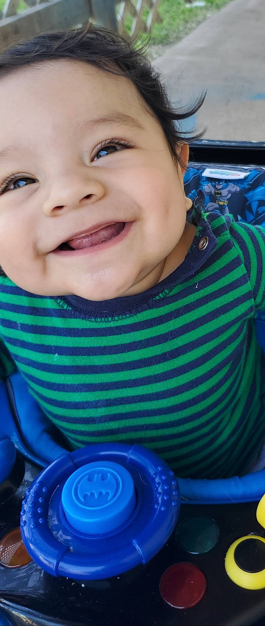 Ulysses joined the competition — help win amazing prizes! baby, blue, cheek, child, chin, face, facial_expression, fun, happy, joy, laugh, lip, mouth, nose, person, play, product, smile, toddler