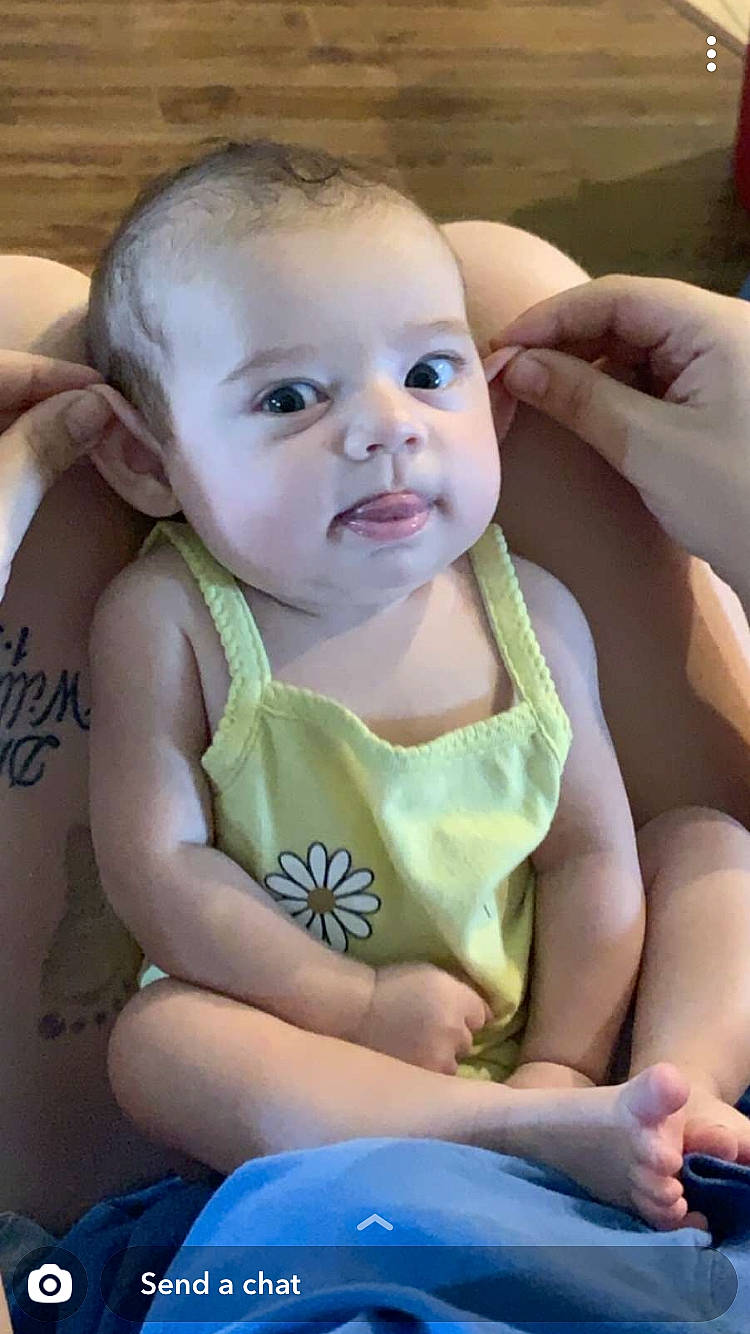 Stella is registered to the contest to win money with this photo: baby, cheek, child, face, nose, person, skin, smile, toddler