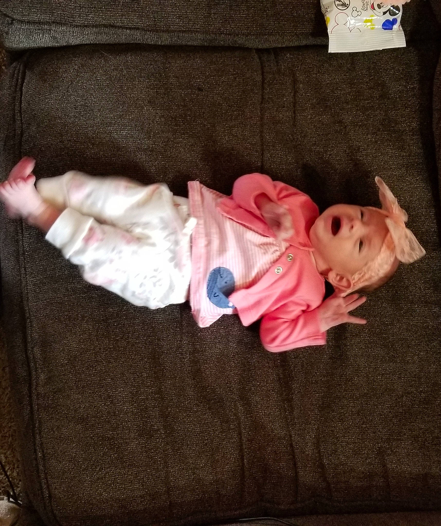 Hannah joined the competition — help win amazing prizes! baby, baby_products, baby_toddler_clothing, cheek, child, comfort, couch, doll, flooring, lap, linens, nap, person, pink, room, sitting, sleeve, sock, toddler, toy