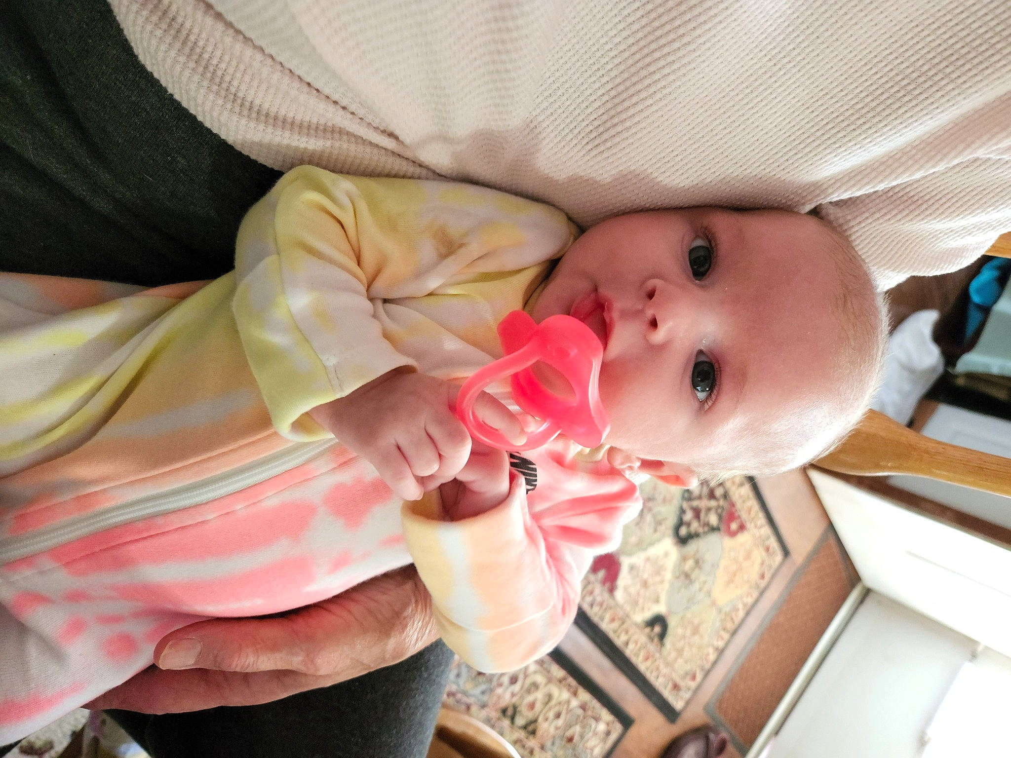 Jane joined the competition — help win amazing prizes! baby, baby_products, baby_toddler_clothing, cheek, child, comfort, eye, finger, hand, human_body, iris, lip, mammal, mouth, nail, pattern, person, pink, skin, sleeve