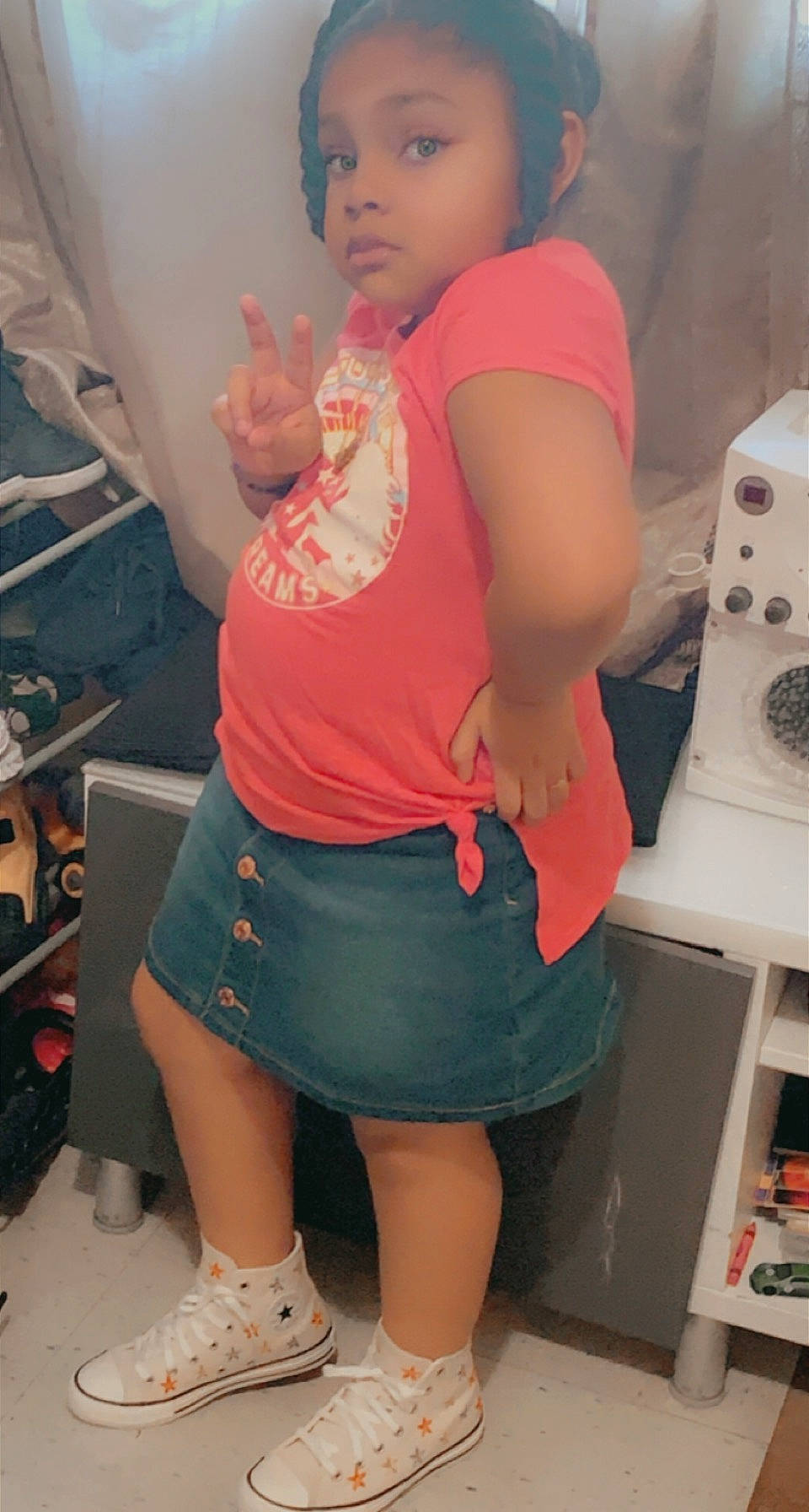 Janiyah joined the competition — help win amazing prizes! arm, elbow, eyewear, gesture, goggles, hairstyle, joint, knee, leg, neck, person, pink, shoe, shoulder, sleeve, sunglasses, t_shirt, thigh, trunk, waist