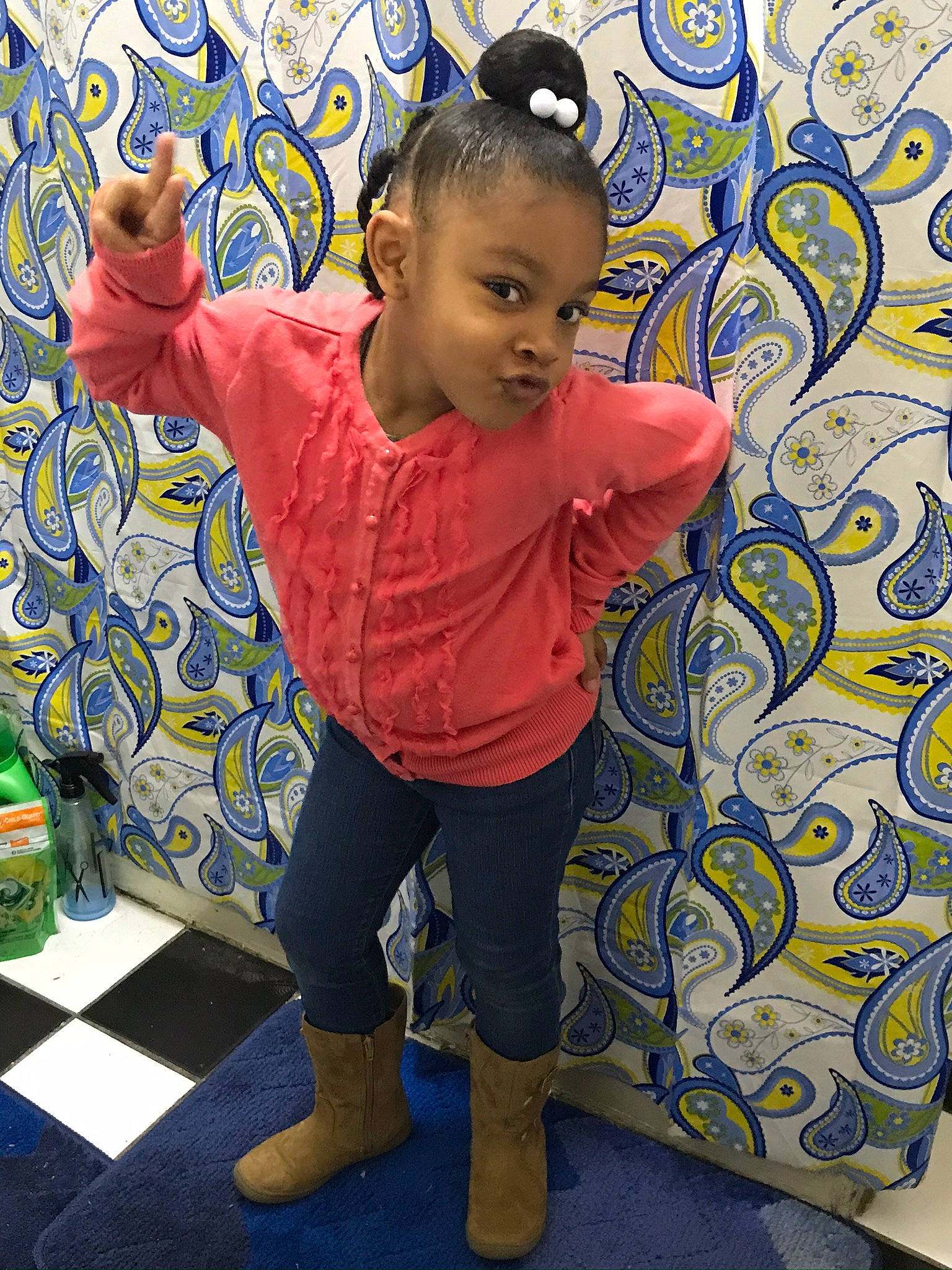 Janiyah joined the competition — help win amazing prizes! art, baby_toddler_clothing, child, electric_blue, event, fun, hair, hairstyle, happy, human_body, leg, leisure, pattern, person, purple, room, sleeve, t_shirt, textile, toddler