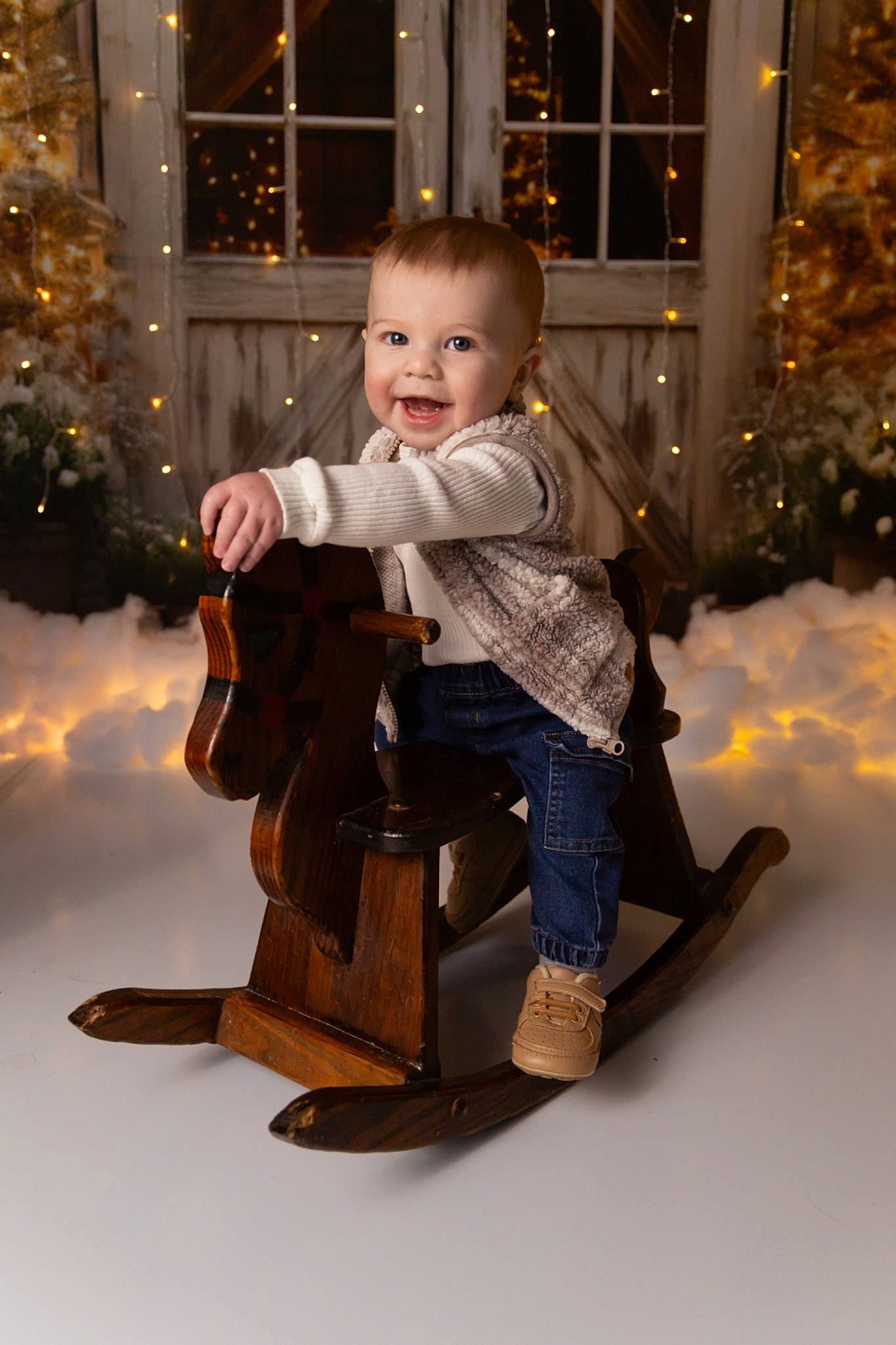 Asher joined the competition — help win amazing prizes! baby_toddler_clothing, child, christmas, christmas_eve, christmas_tree, event, fun, happy, head, holiday, joy, lap, ornament, person, sitting, sleeve, smile, snow, toddler, window