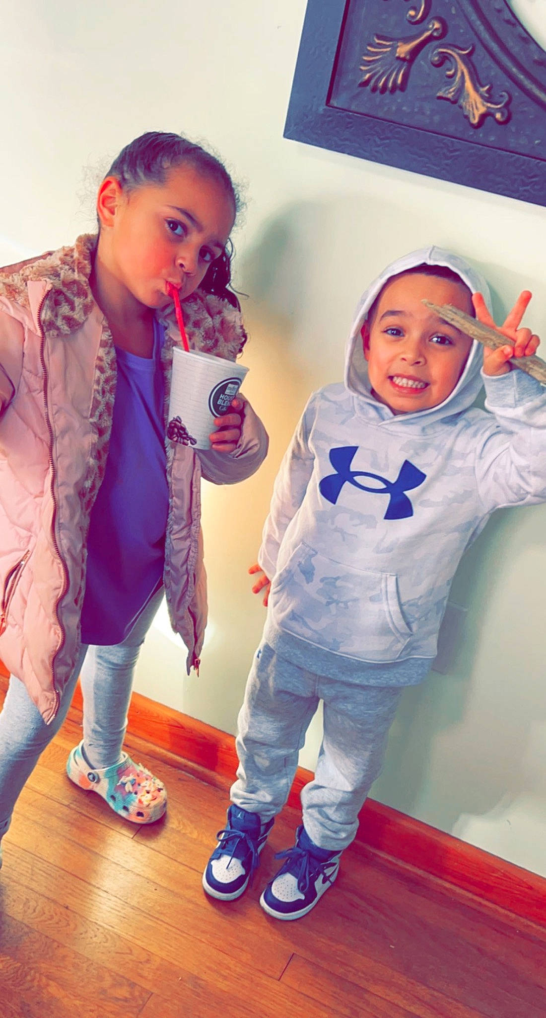 Leiana is registered to the contest to win money with this photo: baby_toddler_clothing, child, cool, denim, electric_blue, event, fashion_design, fun, gesture, happy, headwear, jeans, joy, person, purple, shoe, skin, sleeve, smile, sneakers