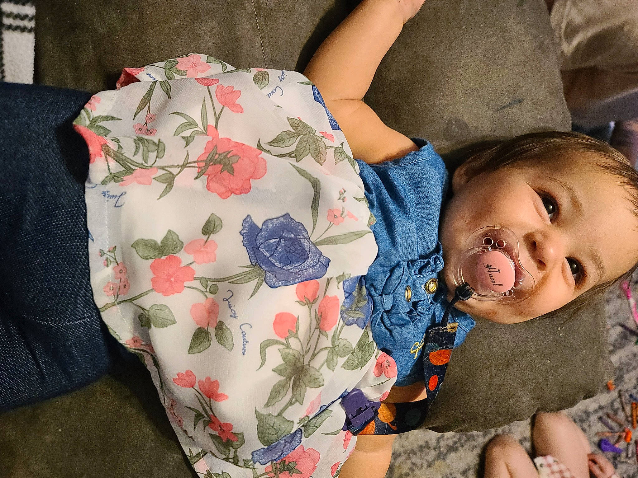 Hazel joined the competition — help win amazing prizes! baby_toddler_clothing, cheek, eye, facial_expression, hairstyle, head, human_body, lip, mammal, mouth, neck, nose, organ, person, plant, product, skin, sleeve, smile, textile