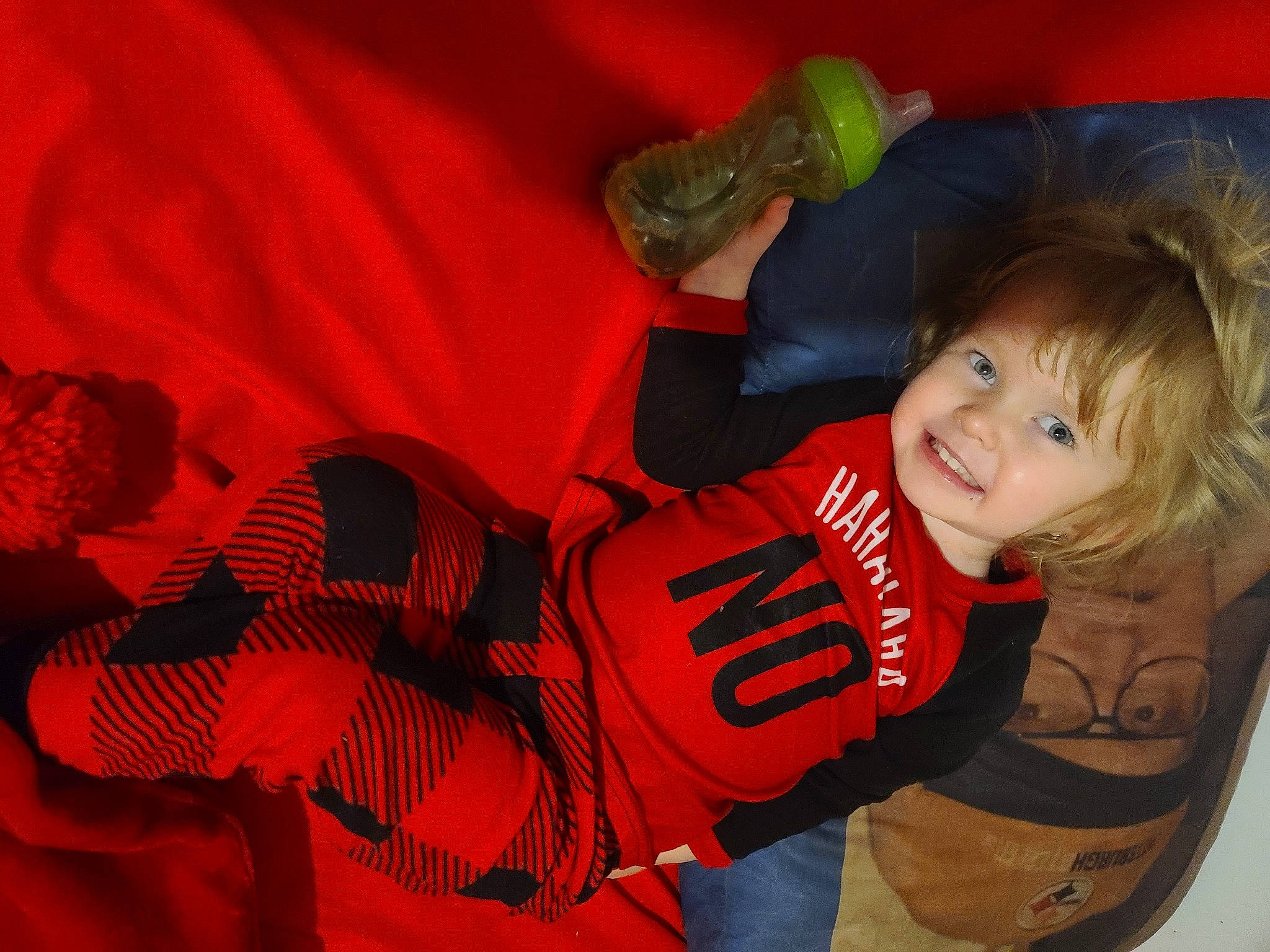 Ellainah joined the competition — help win amazing prizes! baby, baby_toddler_clothing, carmine, child, electric_blue, flash_photography, fun, happy, jeans, joy, mouth, orange, person, personal_protective_equipment, room, sitting, sleeve, smile, t_shirt, thigh