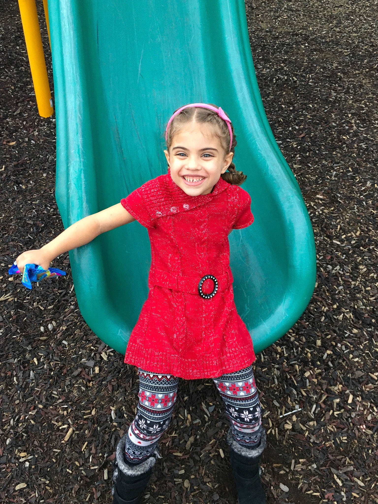 Aalisiyah joined the competition — help win amazing prizes! child, chute, city, fun, green, human_settlement, joy, outdoor_play_equipment, person, play, playground, playground_slide, public_space, recreation, smile, toddler