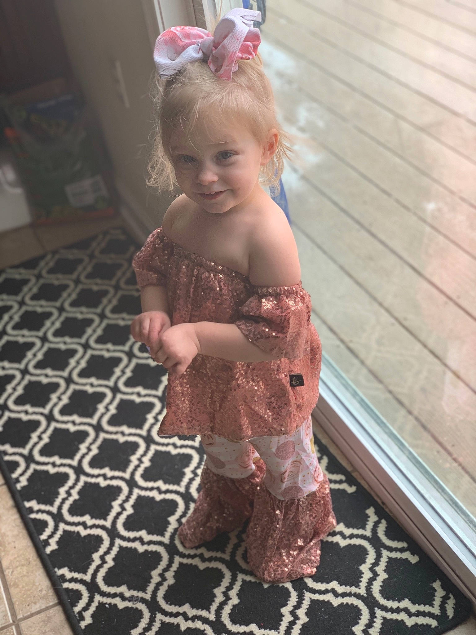 Nora is registered to the contest to win money with this photo: blond, child, dress, fashion_accessory, joy, long_hair, person, pink, skin, summer, toddler, vacation