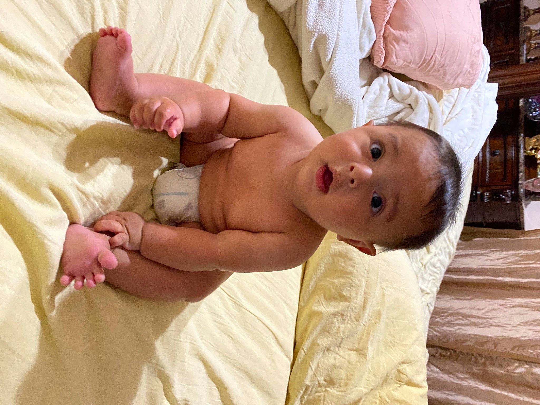 Jose joined the competition — help win amazing prizes! abdomen, baby, baby_toddler_clothing, barechested, chest, child, comfort, diaper, eye, foot, hat, human_body, human_leg, person, shelf, skin, smile, stomach, surprise, thumb