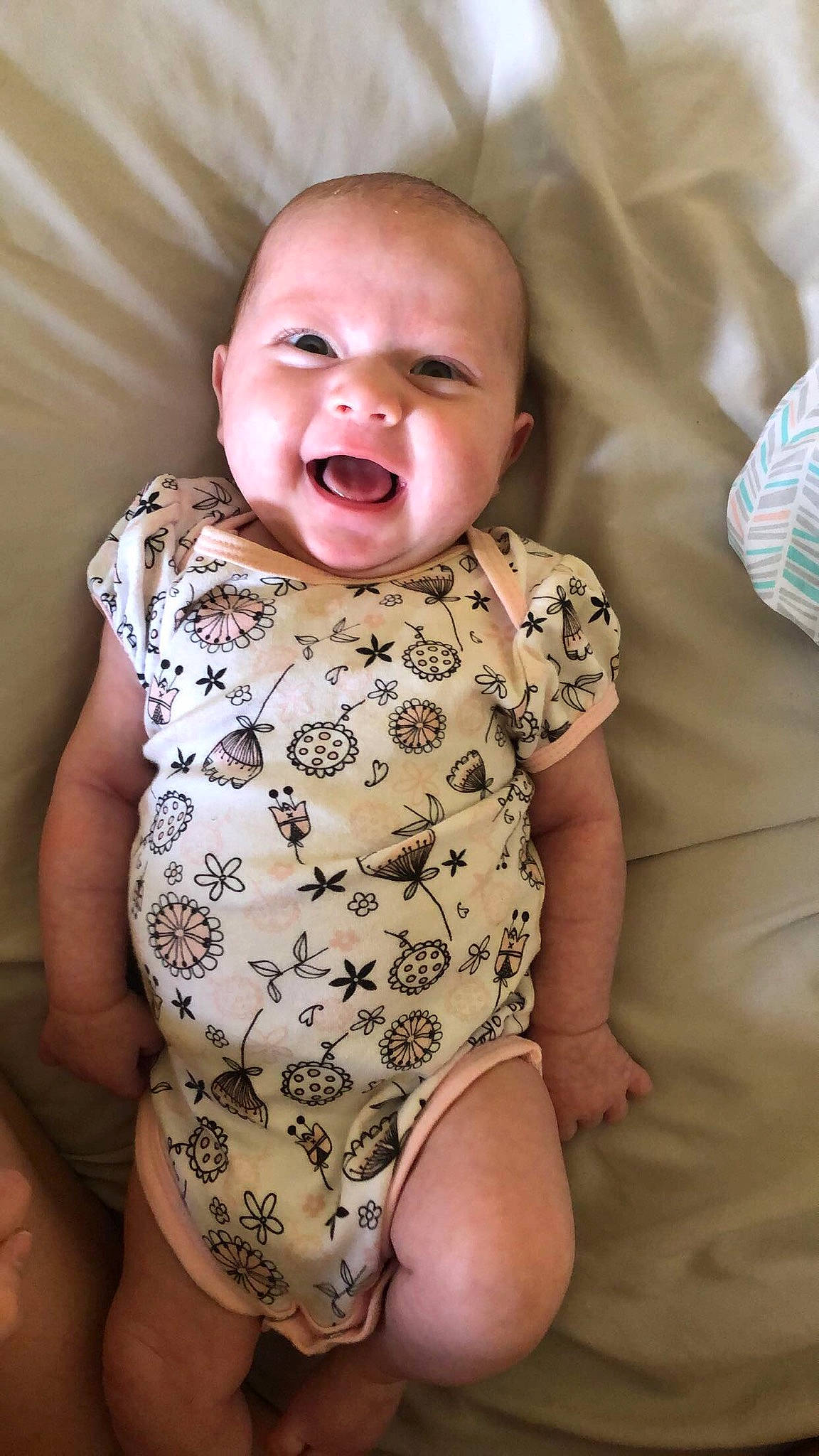Maisyn joined the competition — help win amazing prizes! baby, baby_toddler_clothing, cheek, child, face, facial_expression, head, laugh, leg, person, sitting, skin, smile, toddler