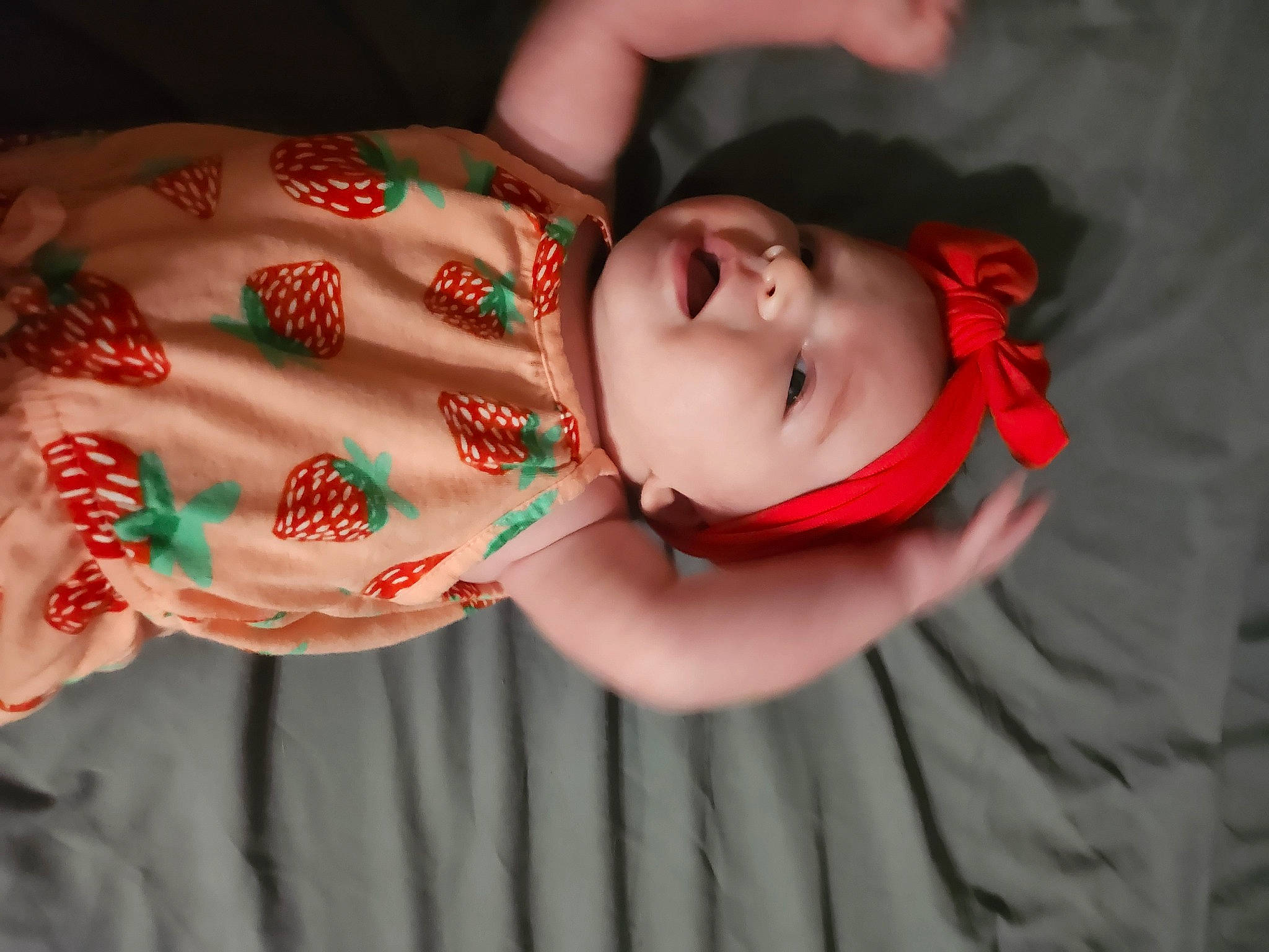 Adalee joined the competition — help win amazing prizes! arm, baby, baby_toddler_clothing, cheek, chin, dress, eye, eyelash, flash_photography, hand, headwear, human_body, lip, mouth, neck, nose, orange, person, pink, skin
