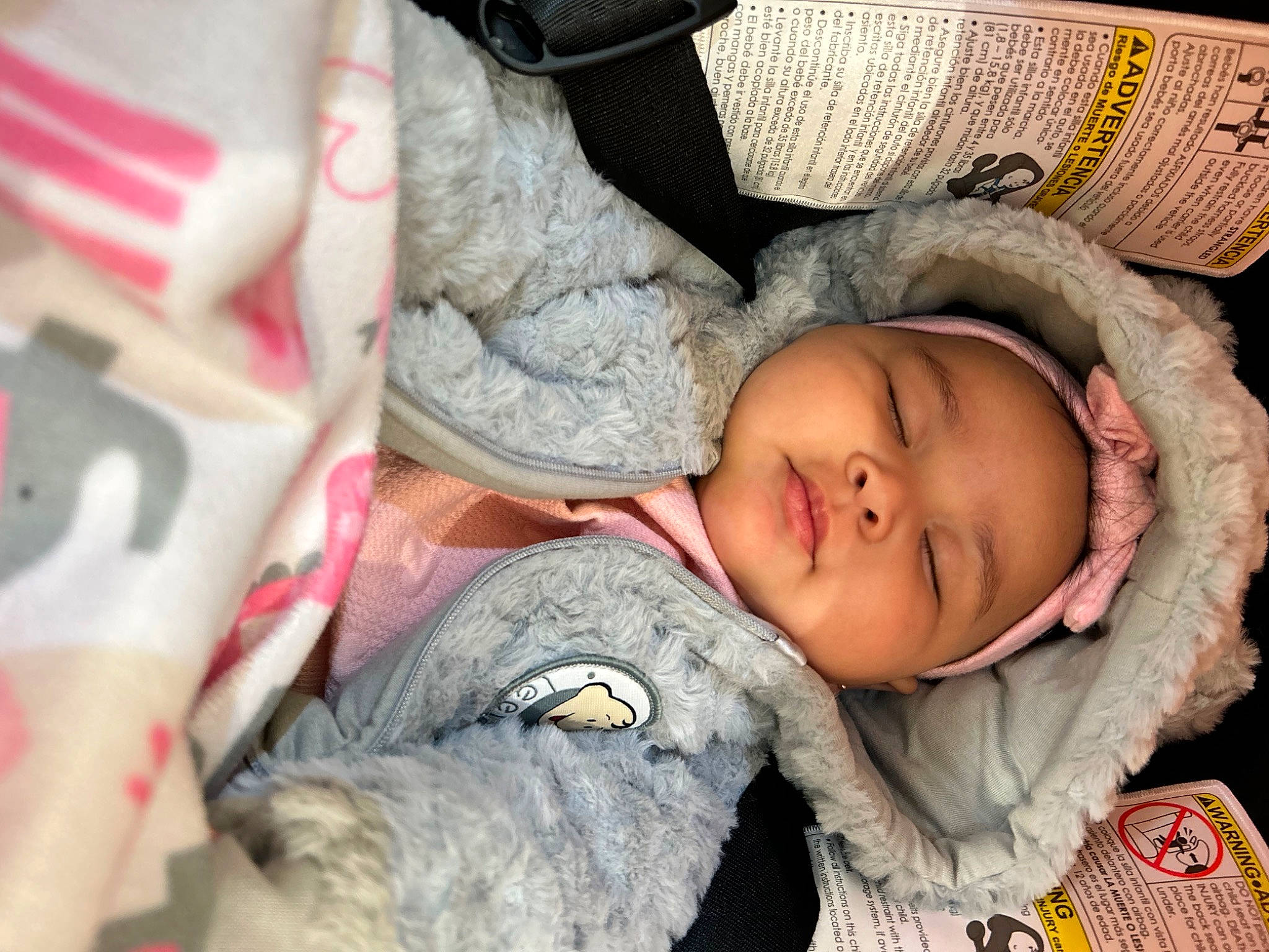 Asiah is registered to the contest to win money with this photo: baby, baby_carriage, baby_in_car_seat, baby_products, baby_sleeping, baby_toddler_clothing, bedtime, cheek, child, comfort, eye, head, headwear, linens, mammal, mouth, nose, person, skin, textile