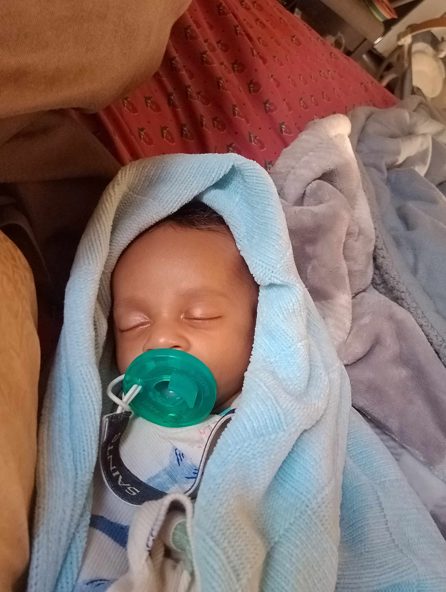 Ezekiel joined the competition — help win amazing prizes! baby, sleeping, pacifier, blanket, bed, cozy, infant, child, soft, wrapped, resting, indoors, comfort, cute, peaceful, clothing, face, head, person, nap